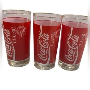 Vintage Coca Cola Red and White 3 piece Original Formula Drinkware Set
